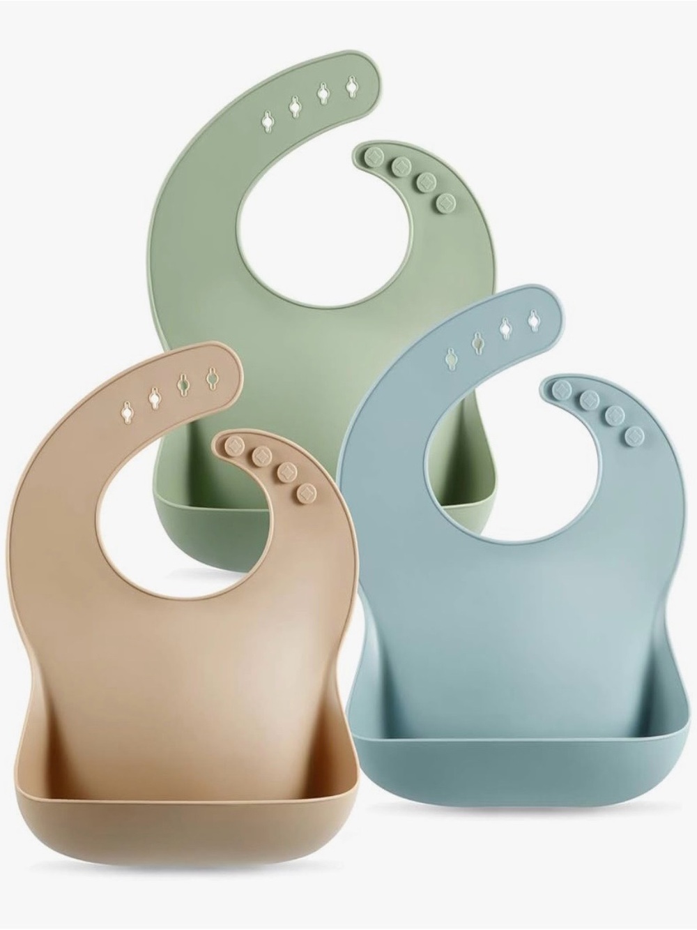 PandaEar Set of 3 Silicone Baby Bibs Waterproof, Soft, Unisex, 10-72 Months